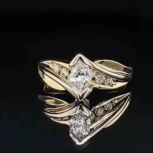 Classic Sophistication 0.62ctw Diamond Marquise Scalloped Bypass Ring in 14k Yellow Gold $3850 Retail