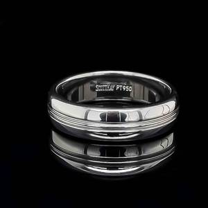 Mens SCOTT KAY Double Groove 6.1mm Dome Comfort Band Ring in Brightly Polished Platinum