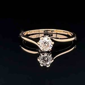 0.40ctw Diamond Vintage 6-Prong Solitaire Wavy Ring in 14k Yellow Gold