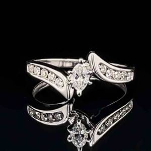 0.50ctw Diamond Marquise Ribbon Bypass Channel Ring in 14k White Gold $1650 Retail VIDEO