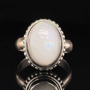 Shimmering Oval Rainbow Moonstone Estate Ring