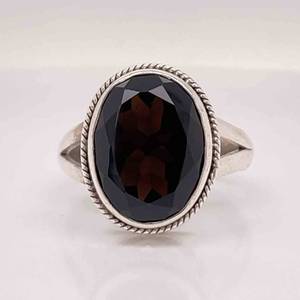 Oval Smoky Quartz Twisted Rope Cut-Out Bezel Split Estate Ring