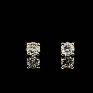 0.42ctw Round Brilliant Cut Diamond Solitaire Stud Earrings in 14k Yellow Gold
