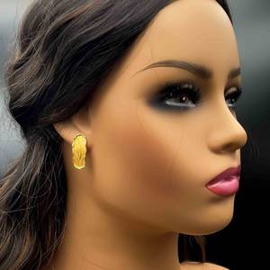 Artistic Abstract Flowing River Free Form Designer Style Earrings in Textured 18k Yellow Gold