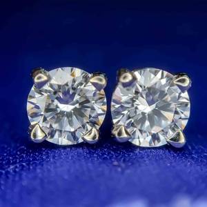 1 CARAT Round Brilliant Cut Diamond Solitaire Stud Earrings in 14k White Gold $2200 Retail VIDEO