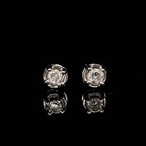 0.33ctw Round Brilliant Cut Miracle Diamond Solitaire Stud Earrings in White Gold