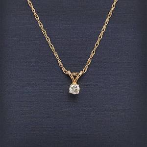 Petite Round Diamond Solitaire Pendant Necklace in 14k Yellow Gold