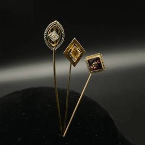 Antique Diamond, etc 3-Piece Unique Pin Set in 14k Yellow Gold - GREAT DEAL