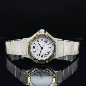 Ladies Cartier Santos Watch, SS18k Yellow Gold, Automatic w Box - 100% Authentic $5000 Retail VIDEO