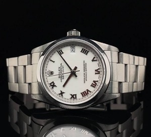Authentic Rolex Oyster Perpetual Datejust Watch, S.Steel Oyster Bracelet, White Roman Dial, Date, Automatic 68240, Excellent Condition