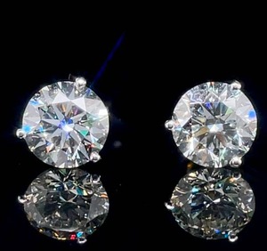 Huge Diamond Stud Earrings 6.00ctw. (3 carat each Ear) set in 14k White Gold $19,500 Retail  MUST SEE