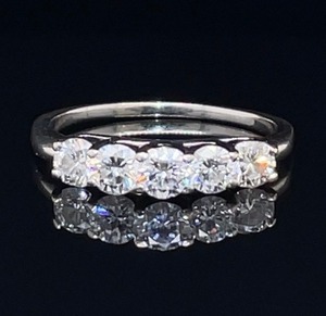 1.00 Carat Five Diamond Anniversary Band Ring in 14k White Gold $2650 Retail VIDEO