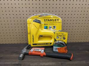 Stanley Electric StaplerBrad Nail Gun and 30 ft. Tape Measure, Crescent 16 oz. Fiberglass Rip Claw Hammer