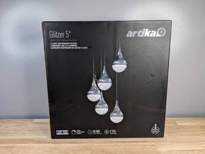 Brand New Artika Glitzer 30-Watt Integrated LED 5-Light Modern Hanging Pendant Light Chandelier 
