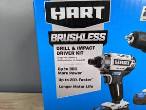 New HART 20-Volt Cordless Brushless Drill and Impact Combo Kit with 10-inch Storage Bag, (2) 2.0Ah Lithium-Ion Batteries & Charger 