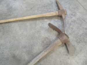 Vintage pick axe & grub hoe...