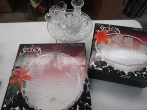 Studio Glass platter & bowl, cake p...