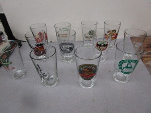 Beer glasses, advertising, qty 12...