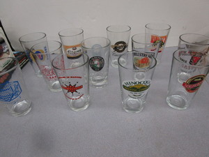 Beer glasses, advertising, qty 12...