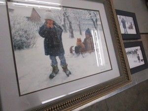 Winter Holstein artwork, three piec...