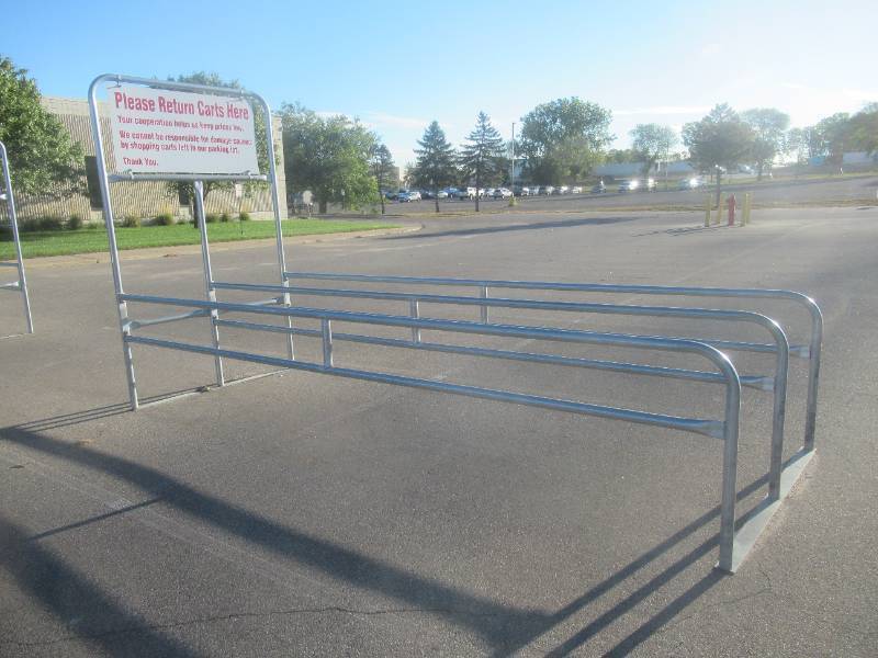 lot 532 image: DOUBLE CART CORRAL  Approximate Dimensions 60 x 169 x 96 Tall.  Used in Retail Store. Please Bring Proper transportation for removal. SOLD AS PICTURED