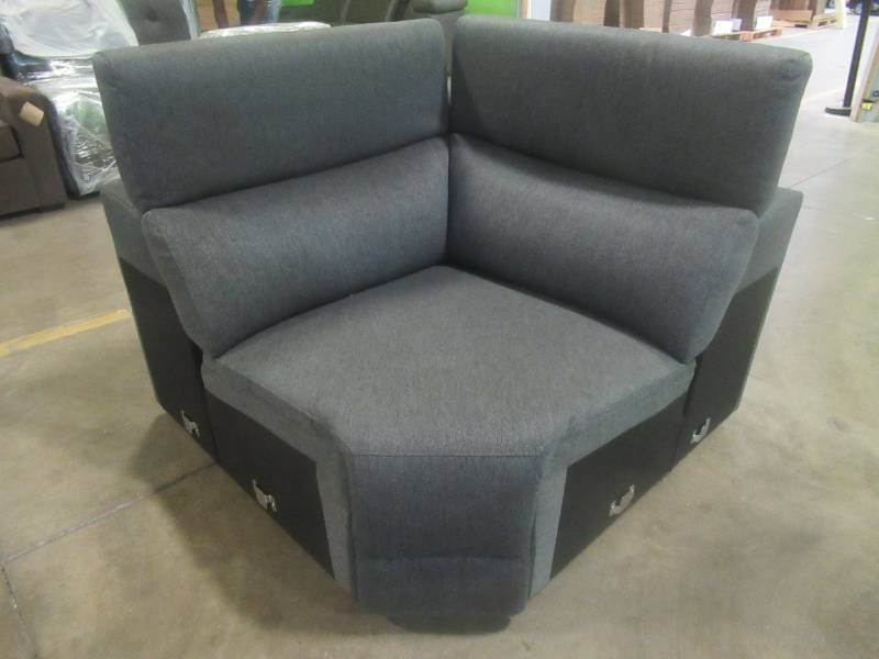 lot 306 image: CREATED FOR MACYs JONATHAN LOUIS FURNITURE, Upholstered Corner Wedge (Wedge Only From Sectional) With Flip-Up Headrests in Grey. Approximate Dimensions 50 x  50 x 32 Tall.