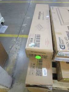 lot 303 image: UPHOLSTERED PLATFORM STORAGE BED QUEEN SIZE IN BEIGE  (COMPLETE) (2 BOXES)