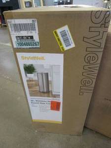 lot 350 image: STYLEWELL 8 Gal. Stainless Steel Round Step-On Trash Can (OPEN BOX)