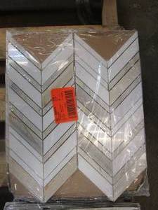 lot 376 image: Palisandro Chevron 12 in. x 12 in. x 10 mm Polished Marble Mosaic Tile - 6 SHEETS TOTAL