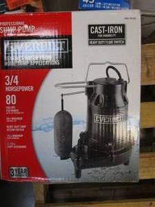 lot 377 image: EVERBILT 34 HP Pro Snap Action Sump Pump (OPEN BOX)