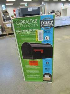 lot 411 image: GIBRALTAR Elite Black, Large, Steel, Post Mount Mailbox (OPEN BOX)