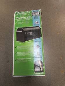 lot 412 image: Franklin Black, Medium, Steel, Post Mount Mailbox with Satin Nickel Handle (OPEN BOX)
