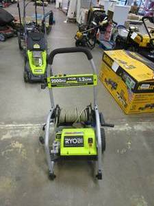 lot 443 image: RYOBI 2000 PSI ELECTRIC PRESSURE WASHER (MISSING WHEEL & TIPS, STARTS)