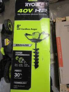 lot 435 image: RYOBI 40V HP Brushless Cordless Earth Auger with 8 in. Bit (Tool Only) (NEW IN BOX)
