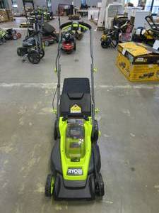 lot 445 image: RYOBI ONE HP 18V Brushless 16 in. Cordless Battery Walk Behind Push Lawn Mower with (1) 4.0 Ah Battery and (1) Charger (BRAND NEW)