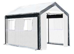 lot 307 image: OUTSUNNY 118 in.L x 78.75 in.W x 78.75 in.H Walk-in Garden Fully Enclosed Greenhouse w Steel Tubing 4 Windows & 2 Zippered Doors (OPEN BOX)