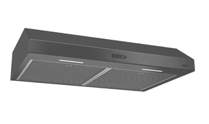 lot 356 image: BROAN NUTONE Glacier Deluxe BCDF1 30 in. 375 Max Blower CFM Covertible Under-Cabinet Range Hood with Light in Black Stainless (OPEN BOX)