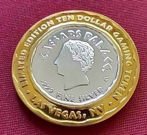 $10 Silver Strike Caesars Palace Gaming Token