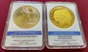 (2) Slabbed Gold Eagle Replica Coins