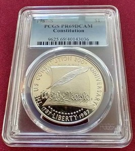 1987-S Constitution Silver Dollar - PR69DCAM