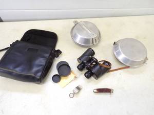Bushnell Binoculars, Vintage Boy scout Jackknife, Whistle, Mess Kits