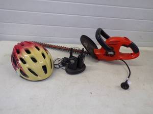 2 way radio, Hedge trimmer, Bike helmet