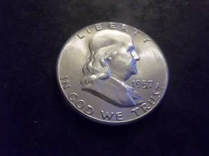 1957 Franklin Silver Half Dollar MS Full Bell From Unc Roll