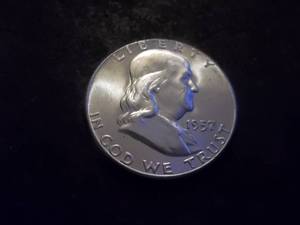 1957 Franklin Silver Half Dollar MS Full Bell From Unc Roll
