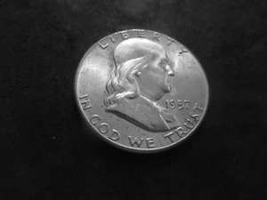 1957 Franklin Silver Half Dollar MS Full Bell From Unc Roll