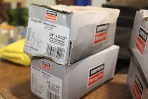 lot 502 image: Lot of (2 Boxes) Simpson Strong Tie Wedge-All Galvanized Wedge Anchors 10-piece 34x5-12 (New)