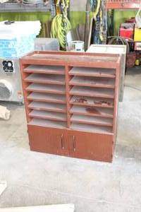 lot 592 image: Wooden Paper File Organizer Cabinet