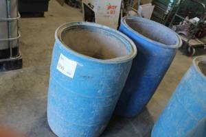 lot 600 image: Lot of (2) 55-Gallon Plastic Barrel