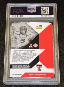 lot 1 image: 2017 Panini Elite Draft Picks Patrick Mahomes #145 PSA 10 Rookie Card
