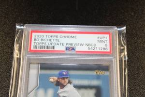 lot 6 image: 2020 Topps National Baseball Card Day Bo Bichette UP-1 PSA 9 Rookie Card  Wrong PSA Label